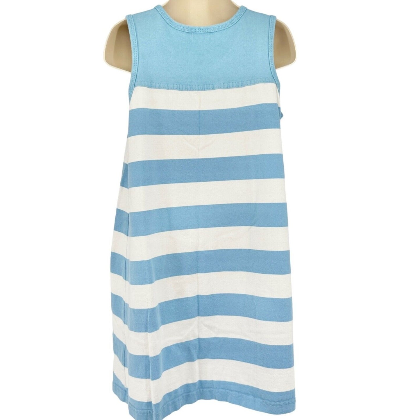 Hanna Andersson Girls Size 5 Sun Dress Blue White Stripe Flair Tank Front Pocket