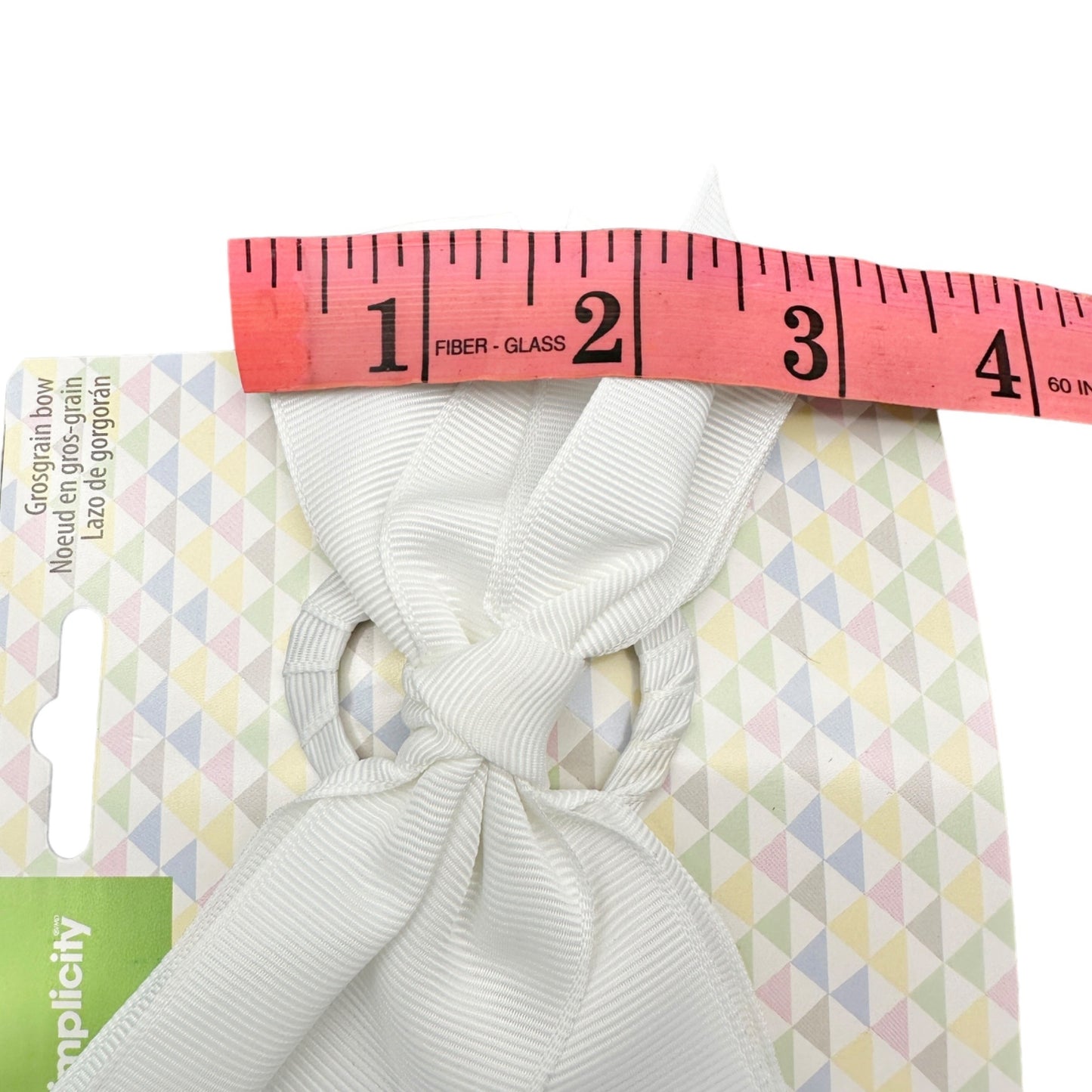 Simplicity Grosgrain Bows Set of 6 White With Heart Clips on Back Hair Packages