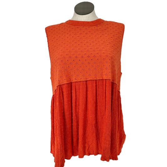 Weekend Suzanne Betro Tunic Top Womens 3X Sleeveless Orange Eyelet