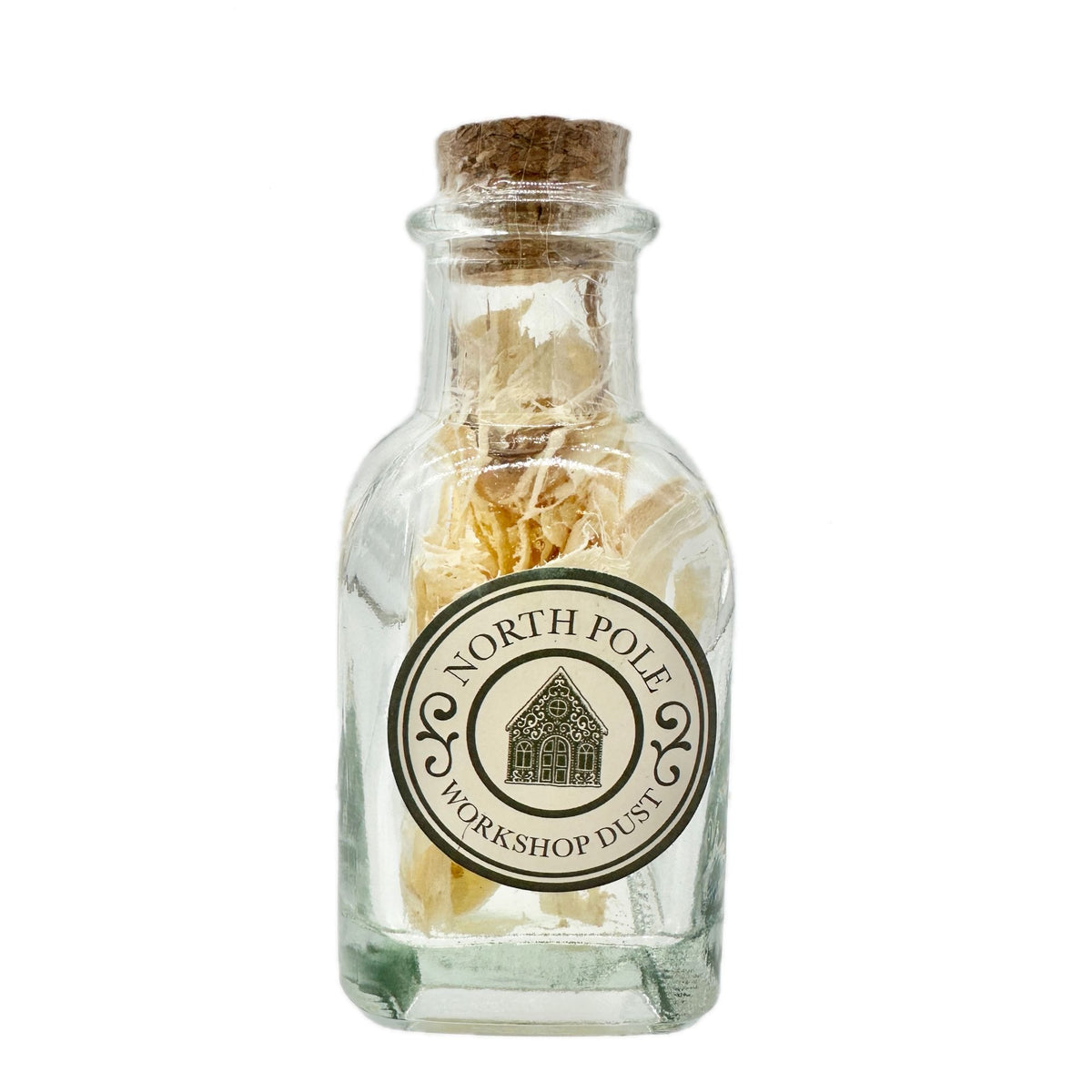 North Pole Workshop Dust Glass Bottle Jar 3.5 x 1.3 NIP