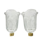Pair Of Vintage Angel Embossed Glass Tulip Votive Holders For Candlesticks 5"H