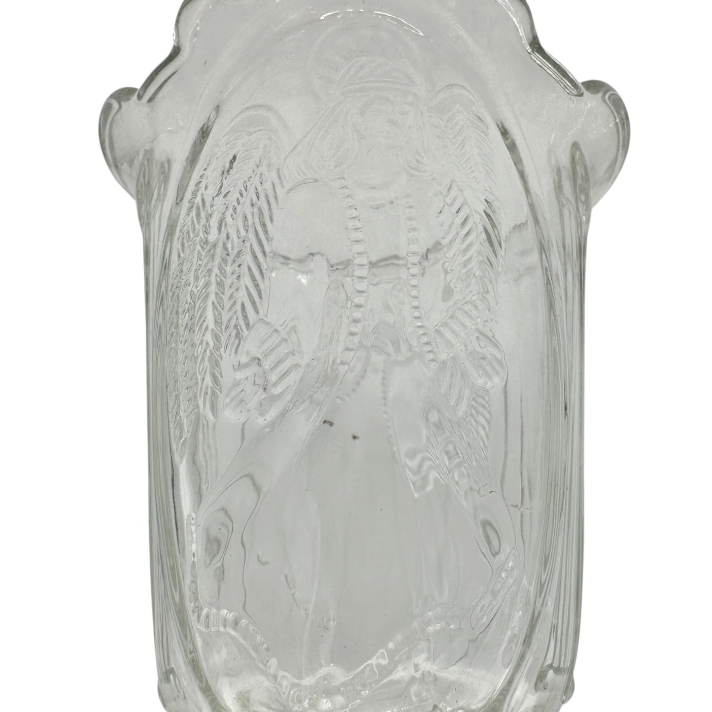 Pair Of Vintage Angel Embossed Glass Tulip Votive Holders For Candlesticks 5"H