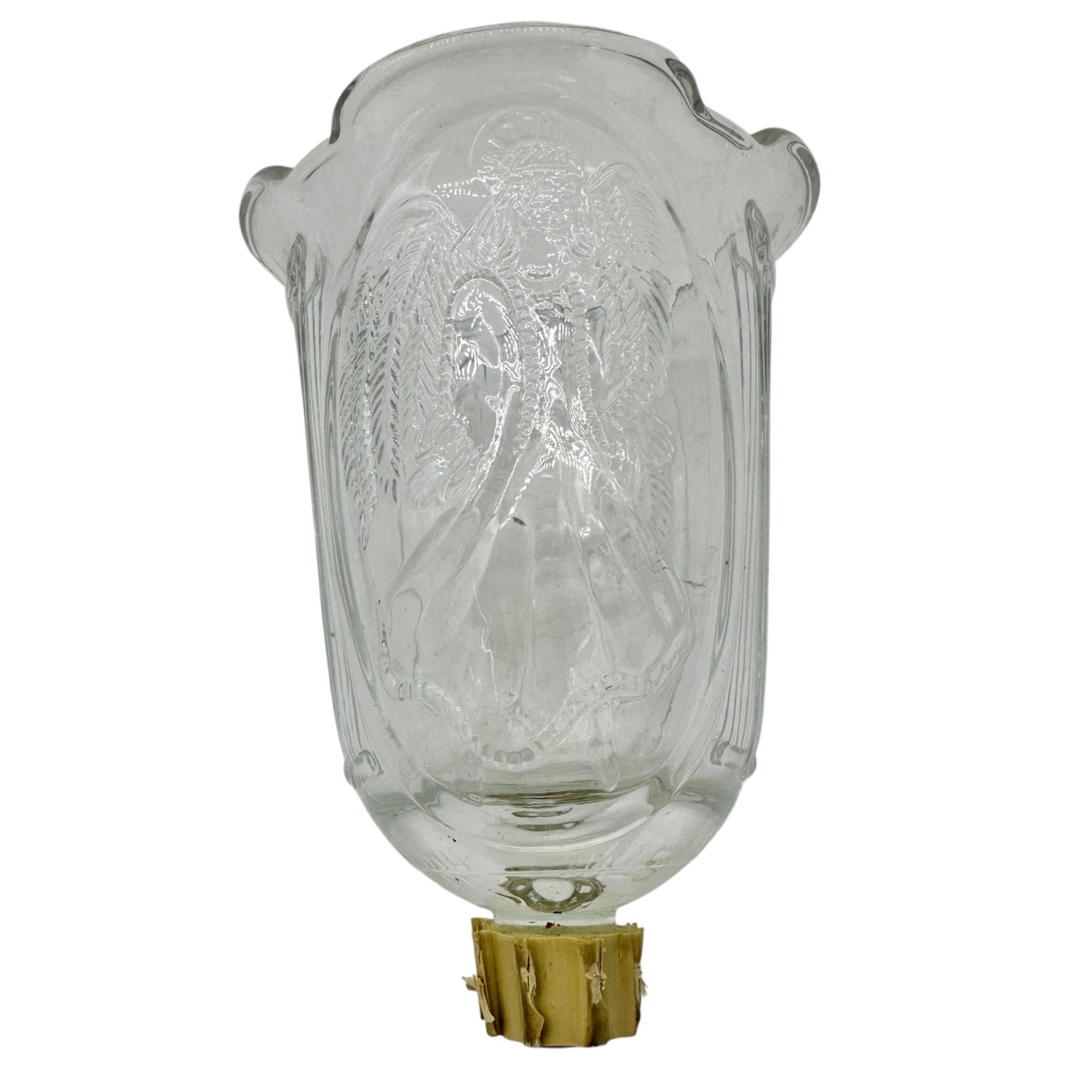 Pair Of Vintage Angel Embossed Glass Tulip Votive Holders For Candlesticks 5"H