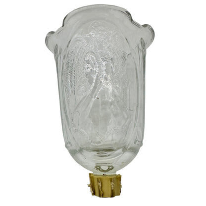Pair Of Vintage Angel Embossed Glass Tulip Votive Holders For Candlesticks 5"H