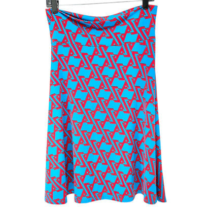 LuLaRoe Azure Skirt Womens M Blue and Red Geometric Print Fun Sassy Comfortable