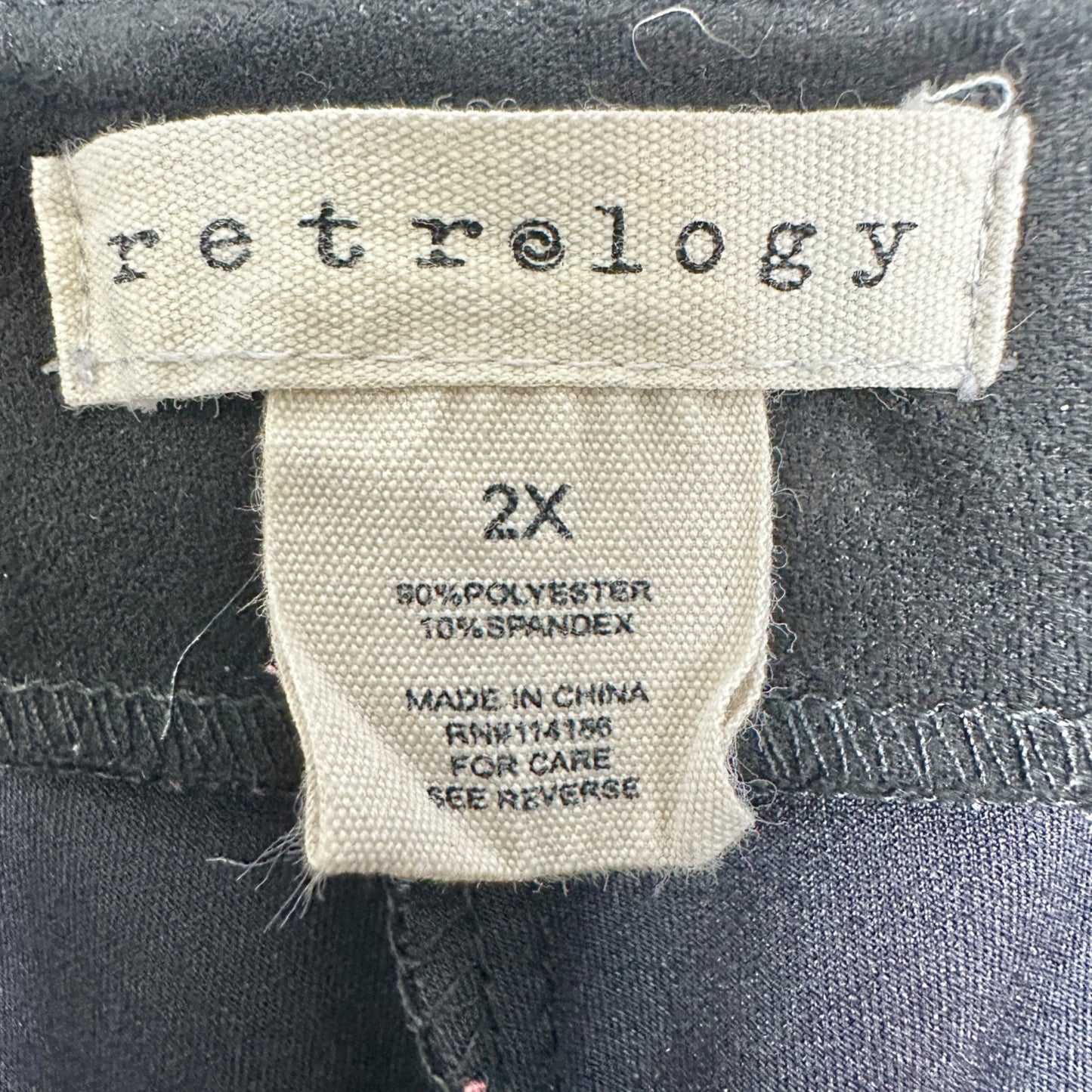 Retrology Pull On Pants Womens 2X Black With Panel Detail Stretchy Fit Comfy