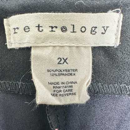 Retrology Pull On Pants Womens 2X Black With Panel Detail Stretchy Fit Comfy