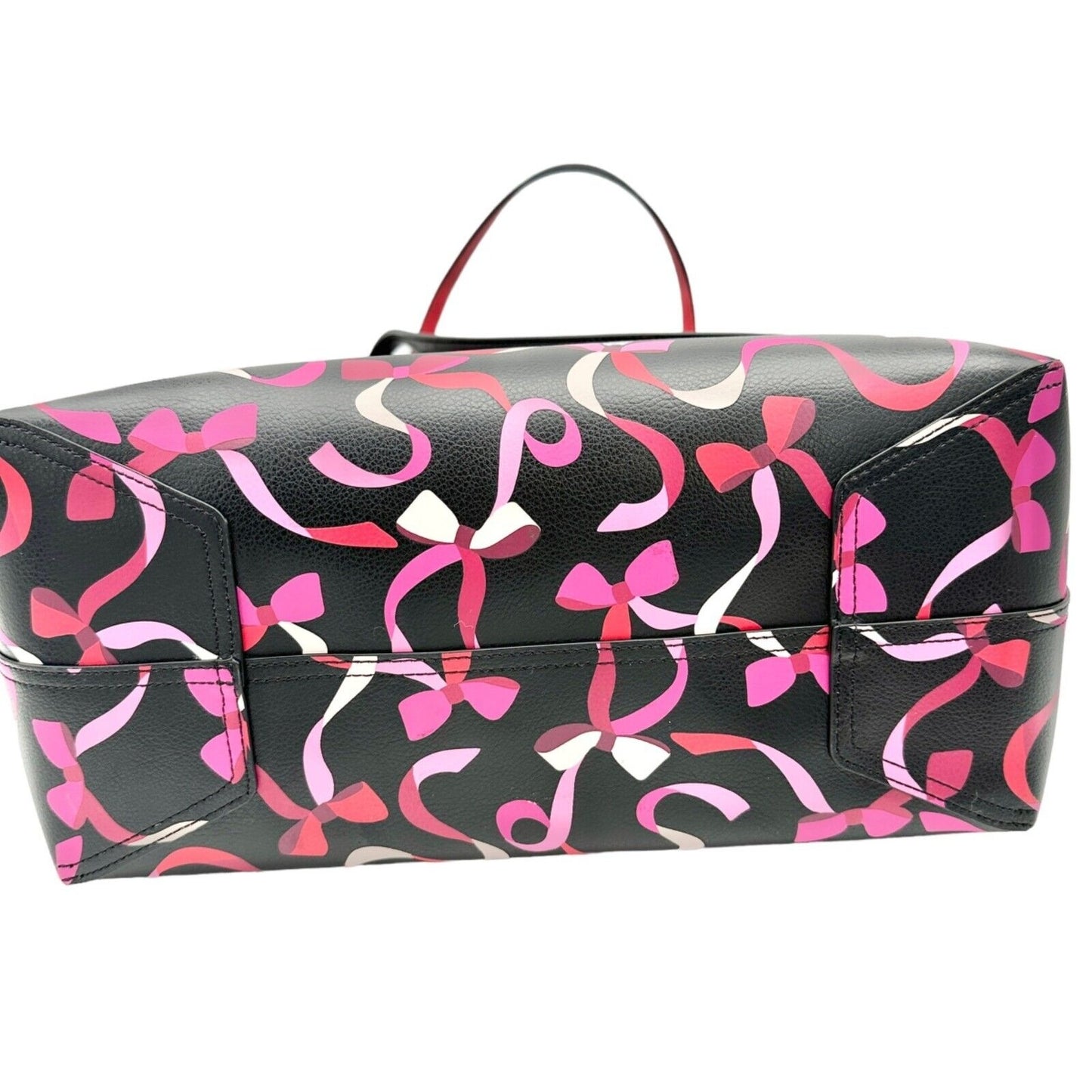 Kate Spade NY Tote Bag Black Pink Wrapping Party Design With Pouch Leather NEW