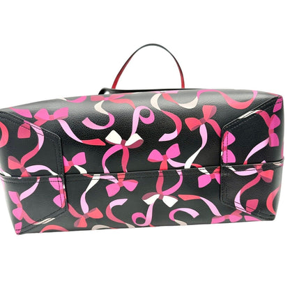 Kate Spade NY Tote Bag Black Pink Wrapping Party Design With Pouch Leather NEW