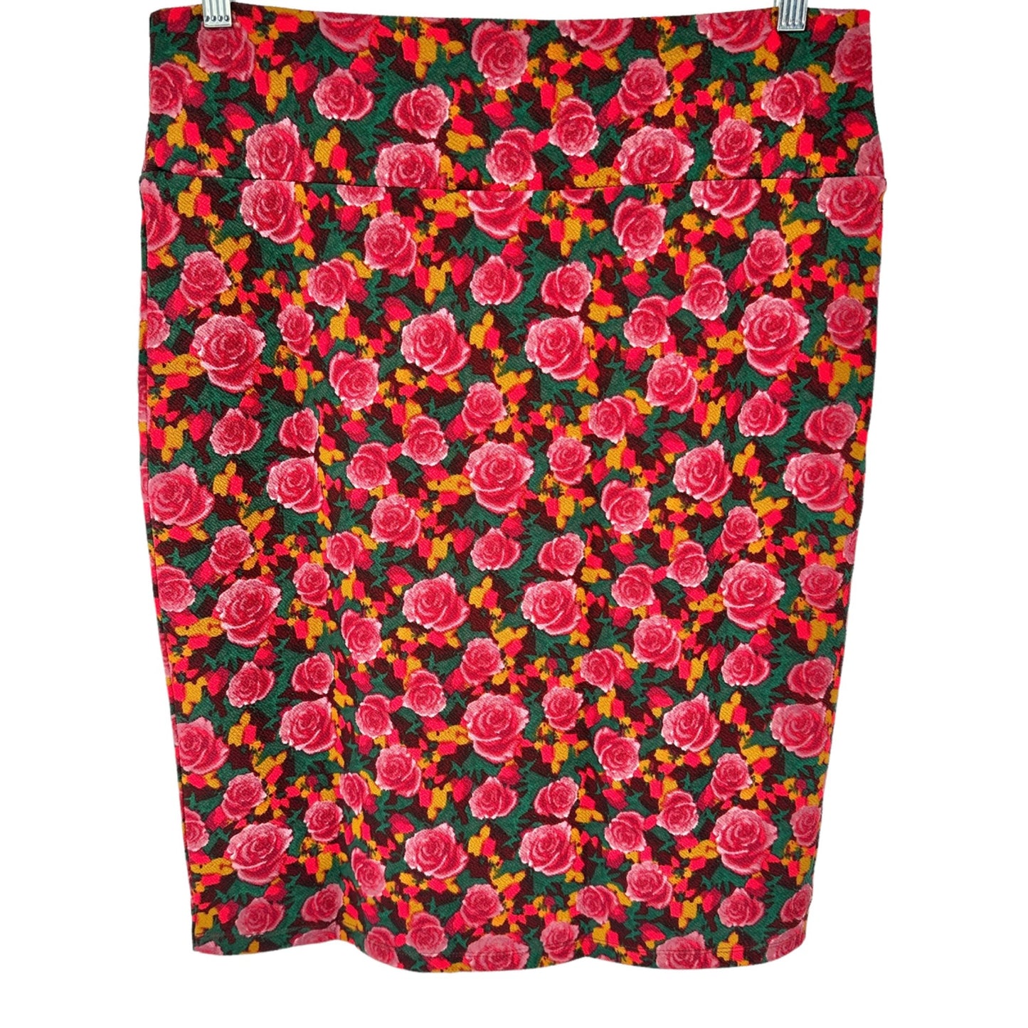 LuLaRoe Cassie Skirt Womens XL Red Green Yellow Floral Pattern NWT