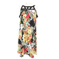 New Directions Dress Womens 1X Black Orange Yellow Flowers Sleeveless Midi EUC
