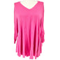 Lane Bryant Tunic Top Womens 18/20 Pink V-neck with Ruched Sleeves Rayon Blend