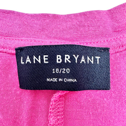 Lane Bryant Tunic Top Womens 18/20 Pink V-neck with Ruched Sleeves Rayon Blend