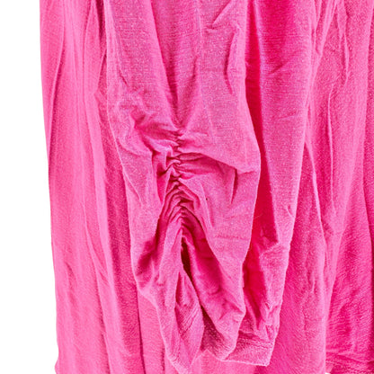 Lane Bryant Tunic Top Womens 18/20 Pink V-neck with Ruched Sleeves Rayon Blend