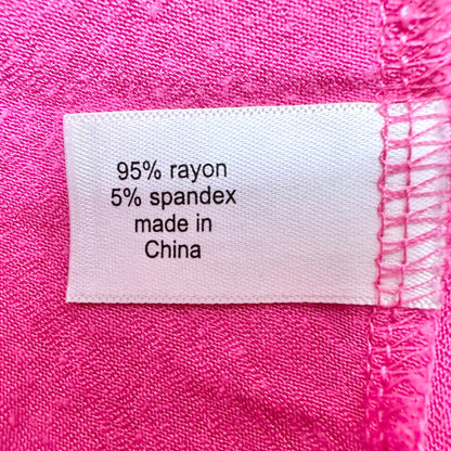 Lane Bryant Tunic Top Womens 18/20 Pink V-neck with Ruched Sleeves Rayon Blend