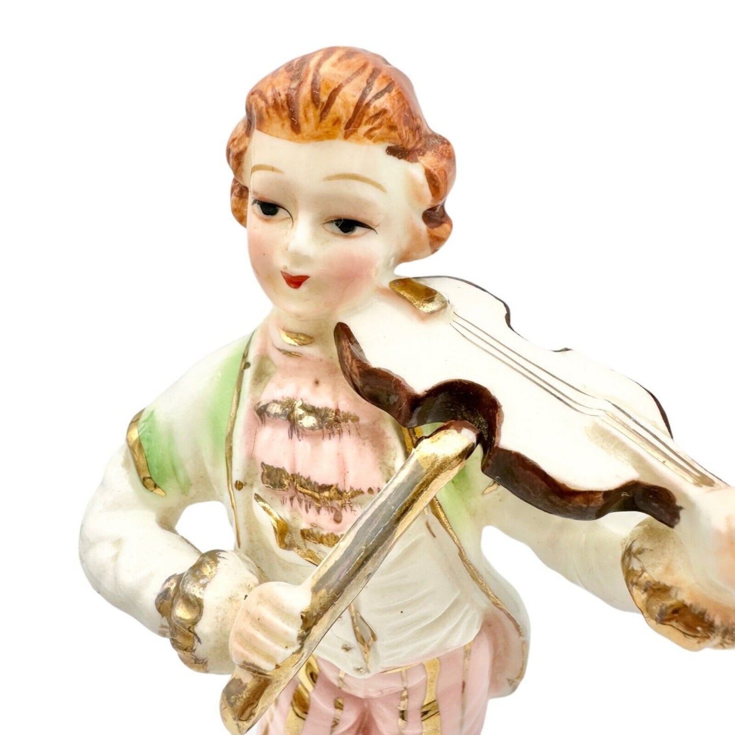 Vintage Ceramic Figurine 8 in Victorian Violin Player Fiddler