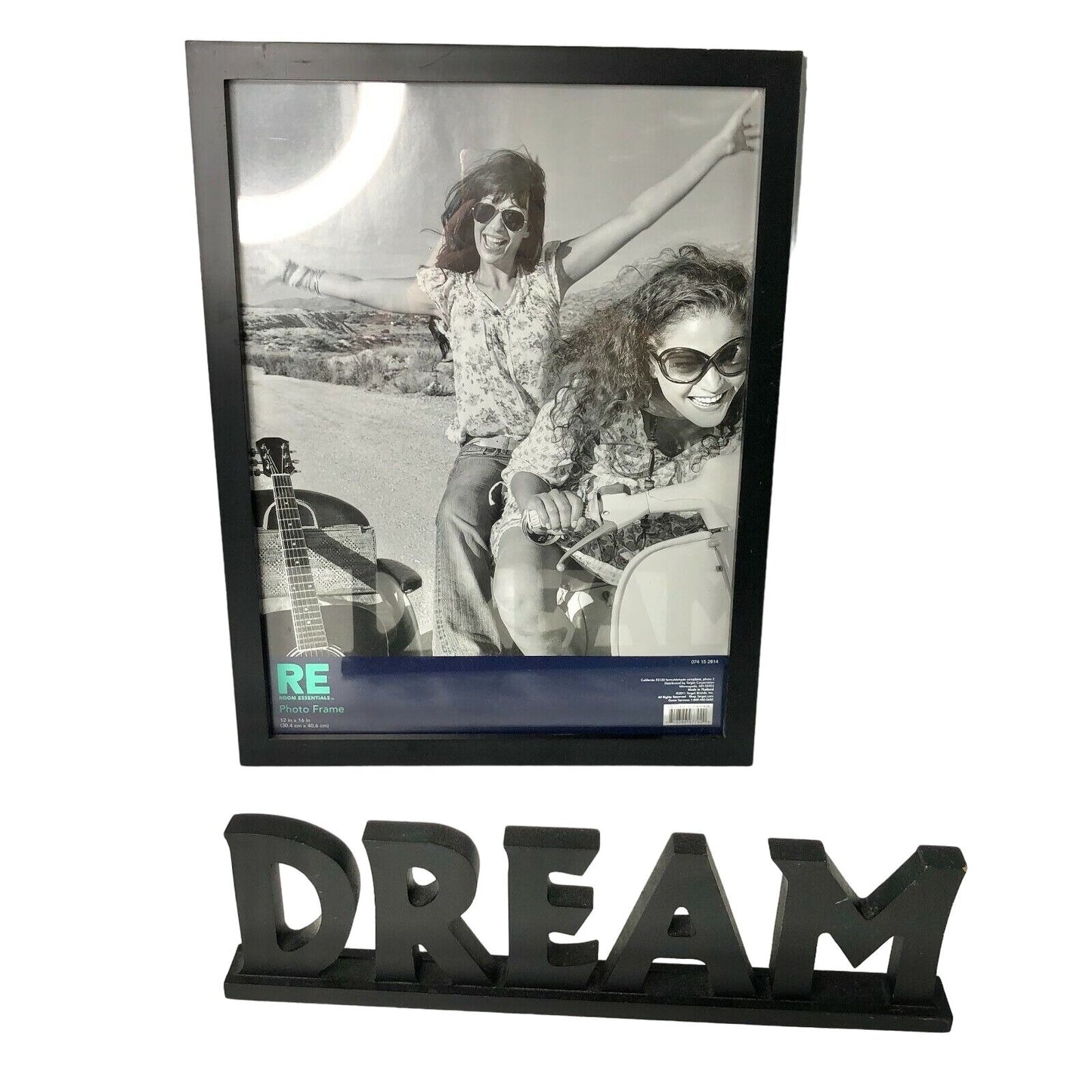 Home Decor Bundle Solid Black Picture Frame and DREAM Shelf Sitter Sign