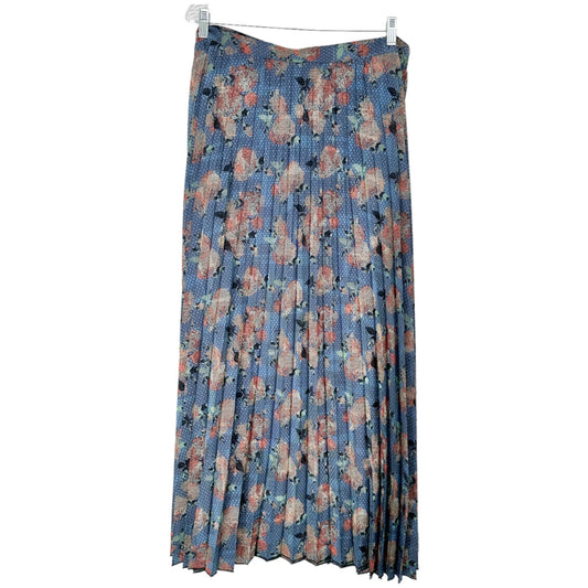 LuLaRoe Deanne Skirt Womens 3XL Blue Peach Seafoam Melon Pleated Wrap Maxi EUC