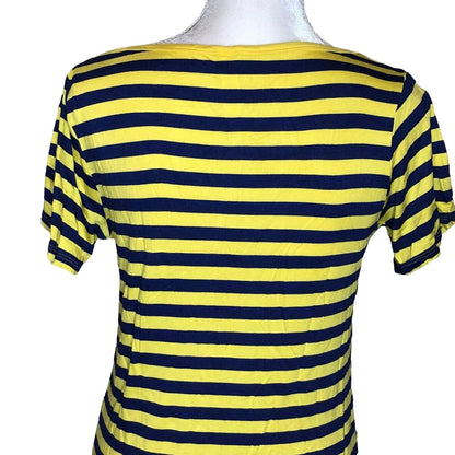 LuLaRoe Classic T Women's Extra Small Top Blue and Yellow Stripes NWT