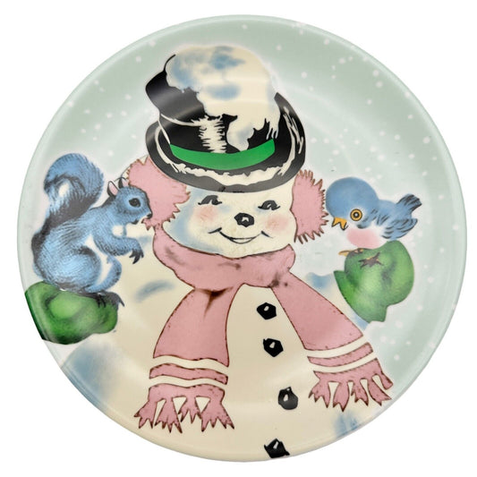 Mr. Christmas 8 inch Plate Snowman Squirrel Bird Dishwasher Safe