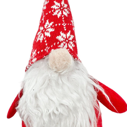 Holiday Gnome14 inch Red White Snowflake Cap EUC