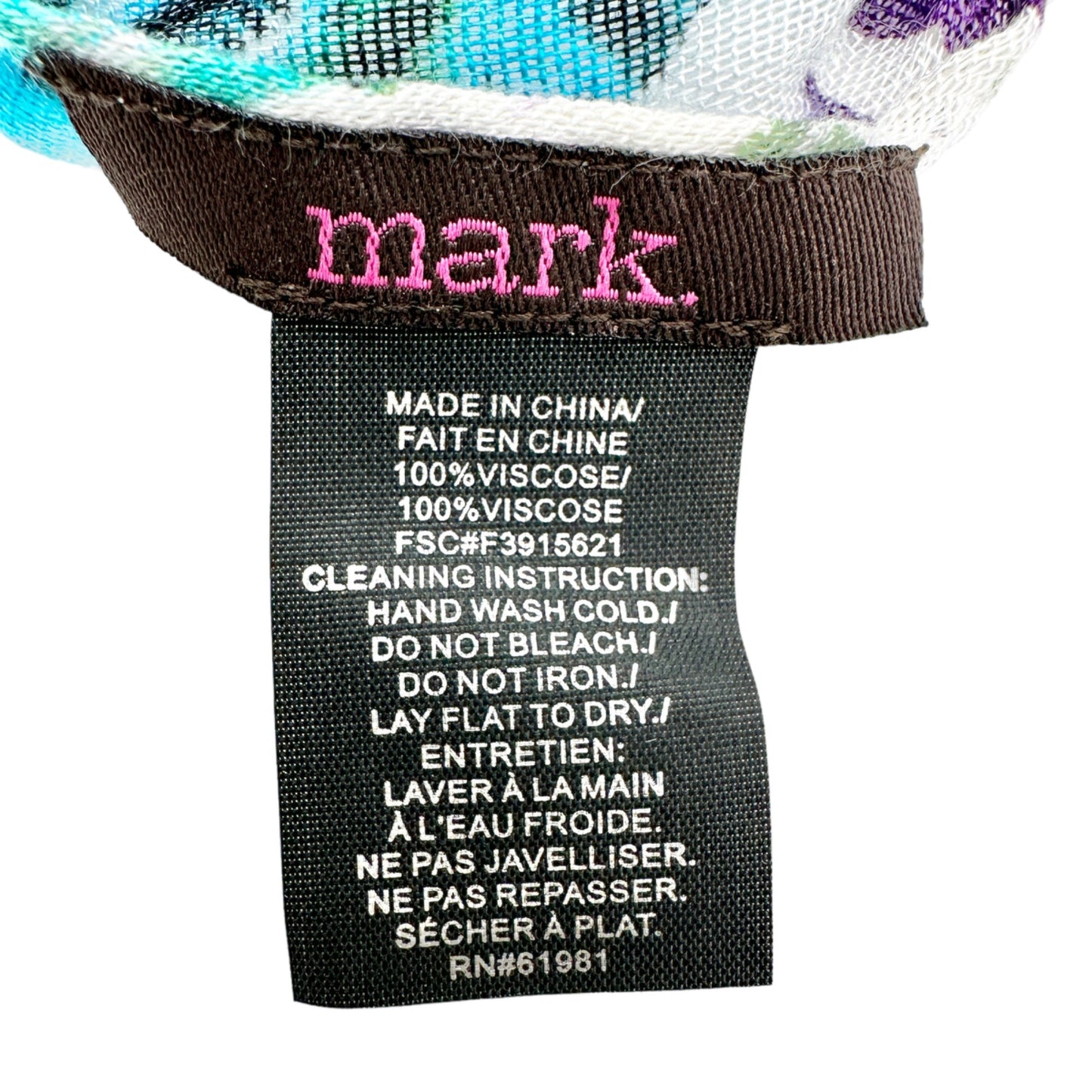 Mark Scarf or Wrap 78 x 39 White Blue Purple Flowers