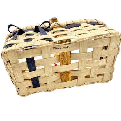 Handmade Basket Cookies for Two with Blue Accent Moveable Wooden Handle Small