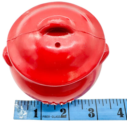 Vintage Pot Shaped Salt and Pepper Shakers Red Plastic with Rubber Stoppers 3x3
