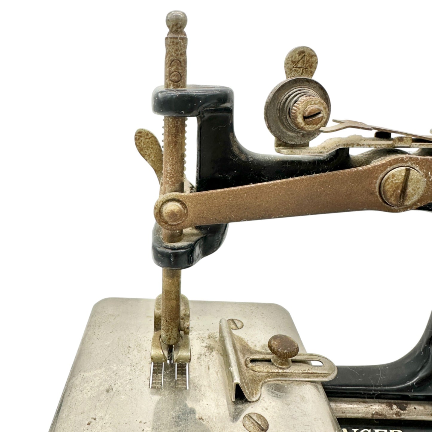 Antique Toy Singer Miniature Hand Crank Sewing Machine Circa 1920s Black 7”H 6”W
