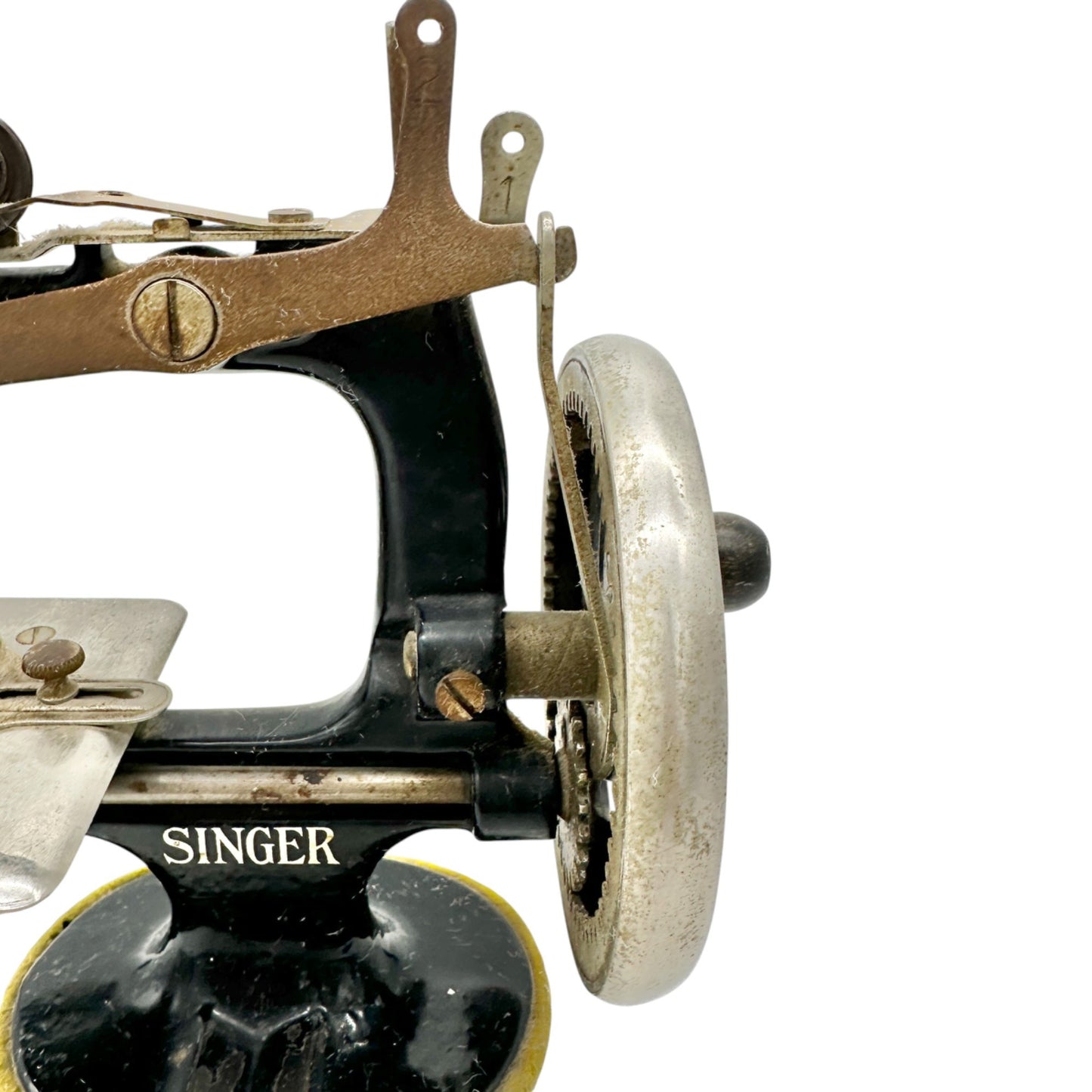 Antique Toy Singer Miniature Hand Crank Sewing Machine Circa 1920s Black 7”H 6”W