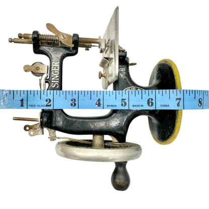 Antique Toy Singer Miniature Hand Crank Sewing Machine Circa 1920s Black 7”H 6”W