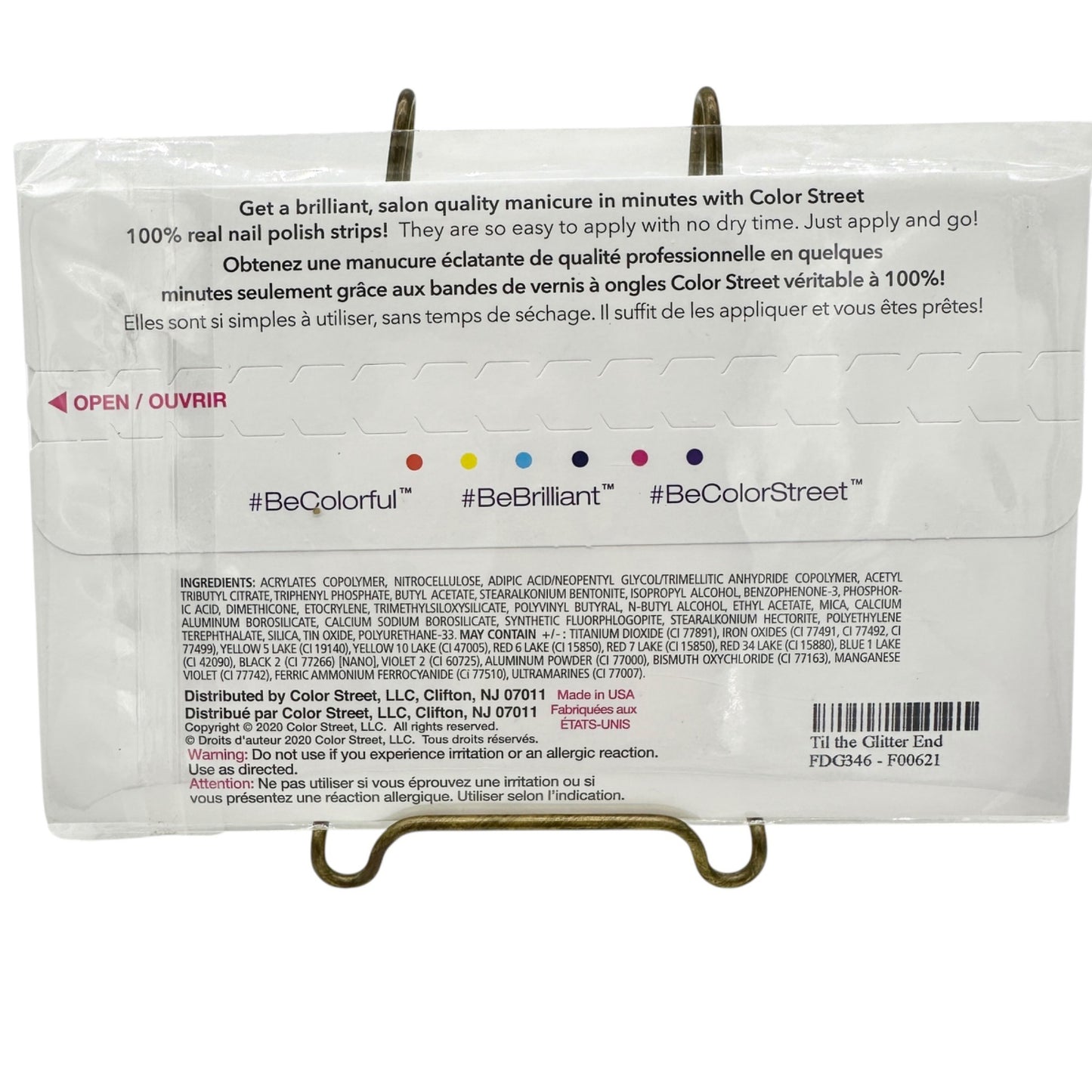 Color Street TIL THE GLITTER END Real Nail Polish Strips 16 Count Made In USA