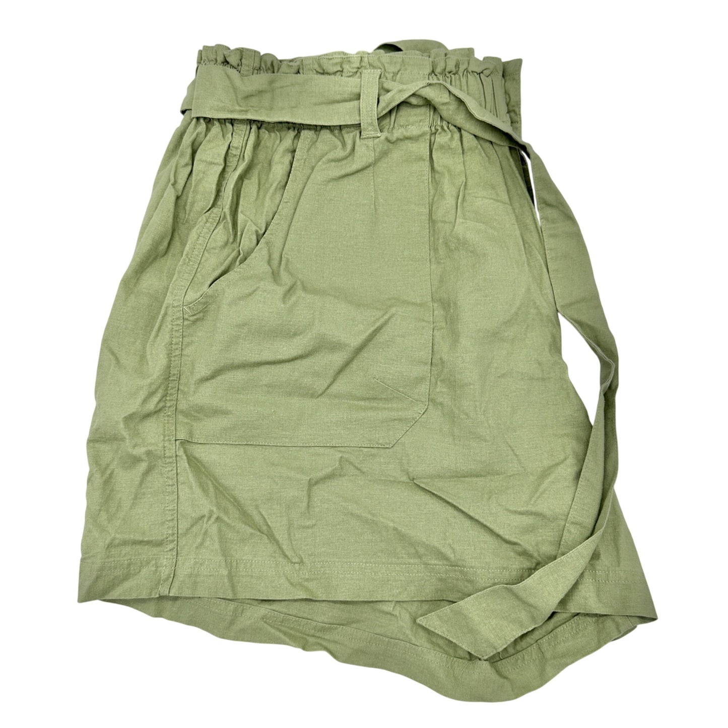 Democracy Belted Shorts Womens 22W High Rise Linen Blend Green Casual Summer