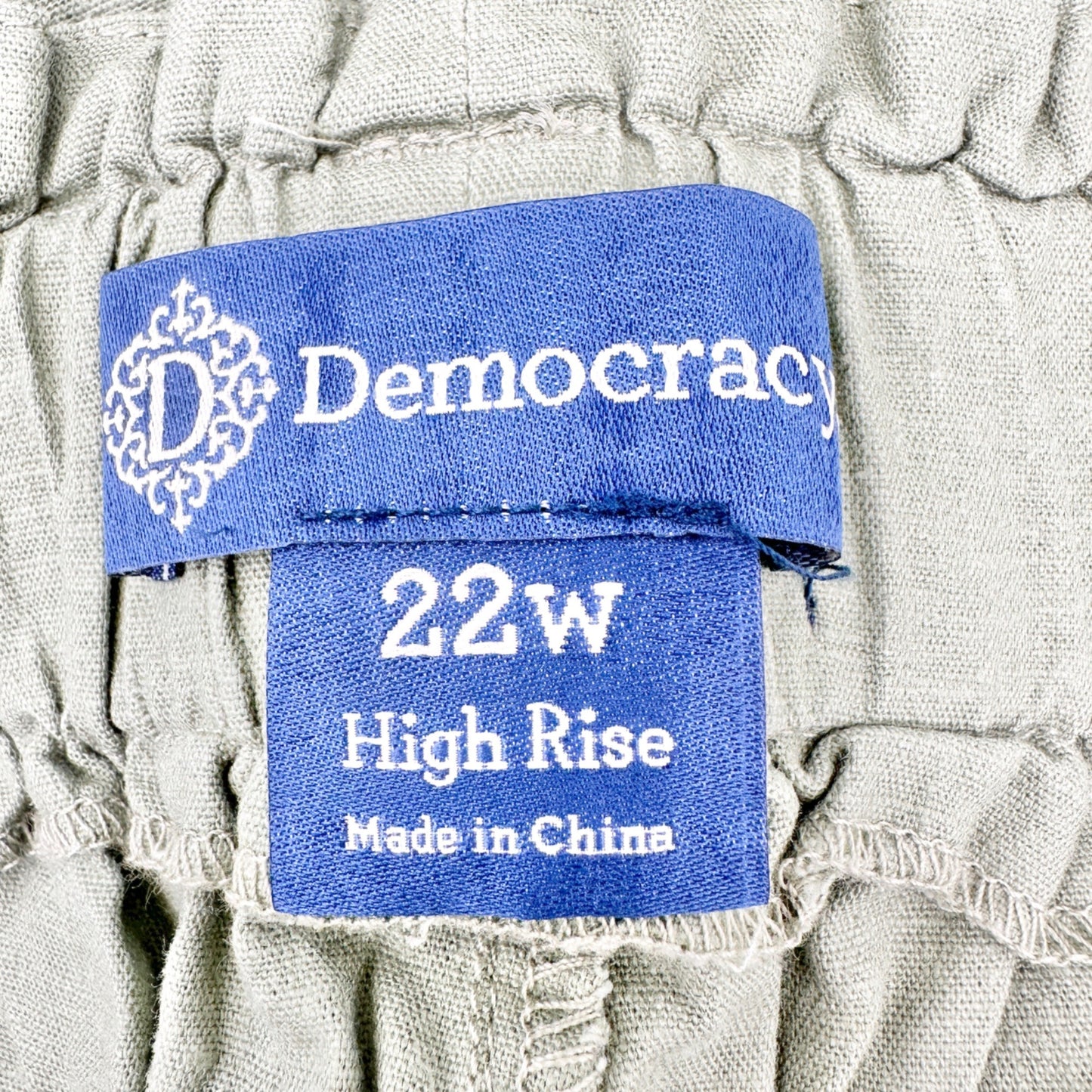 Democracy Belted Shorts Womens 22W High Rise Linen Blend Green Casual Summer
