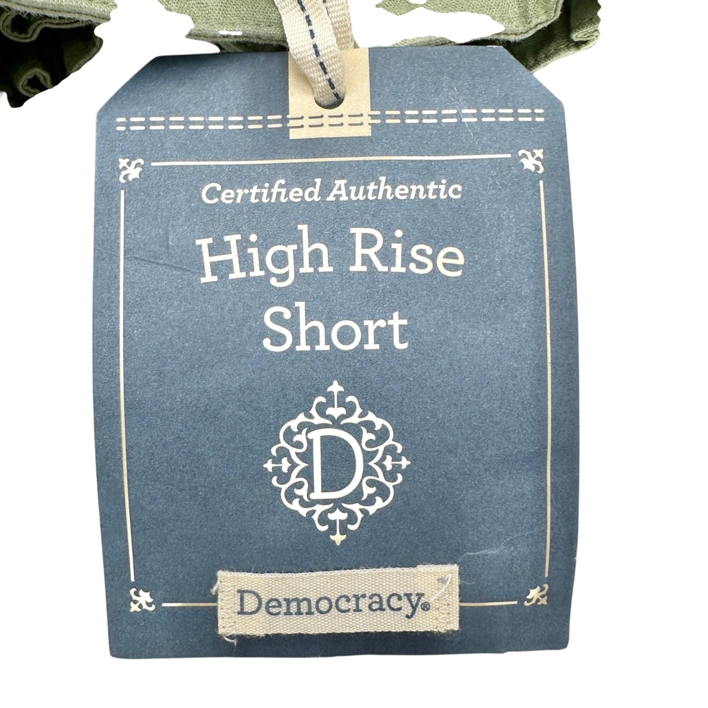 Democracy Belted Shorts Womens 22W High Rise Linen Blend Green Casual Summer