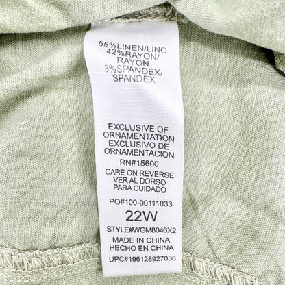 Democracy Belted Shorts Womens 22W High Rise Linen Blend Green Casual Summer