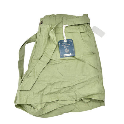 Democracy Belted Shorts Womens 22W High Rise Linen Blend Green Casual Summer