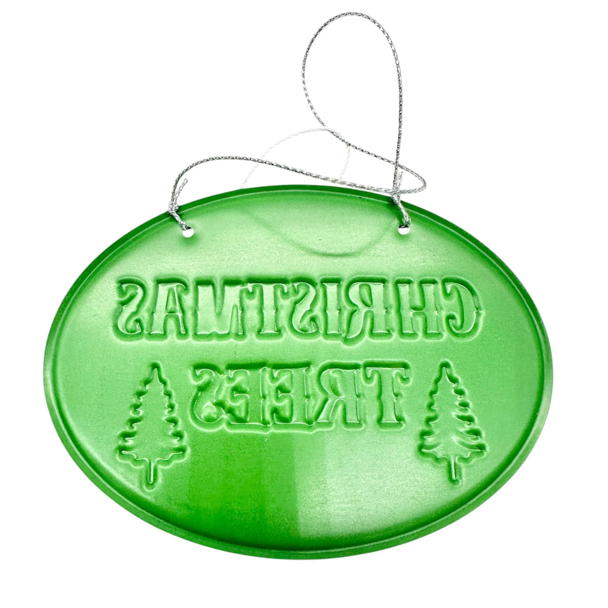 Farm Fresh Christmas Trees 10¢ Ornament Green Metal 4.5"