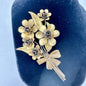 Antique Gold Tone Floral Bouquet Hairpin Bow Design Early 1900s Vintage Jewelry