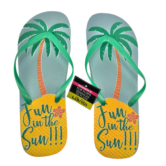 Flip Flops Fun in the Sun Womens L (9-10) NEW beach pool camping casual summer