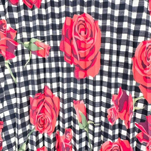 LuLaRoe Deanne Skirt Womens 3XL Red Black Ecru Roses Pleated Wrap Maxi NWT