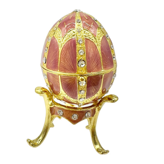 Hillwood Estate Enameled Egg Box with Stand 62664 Pink Austrian Crystals in Box