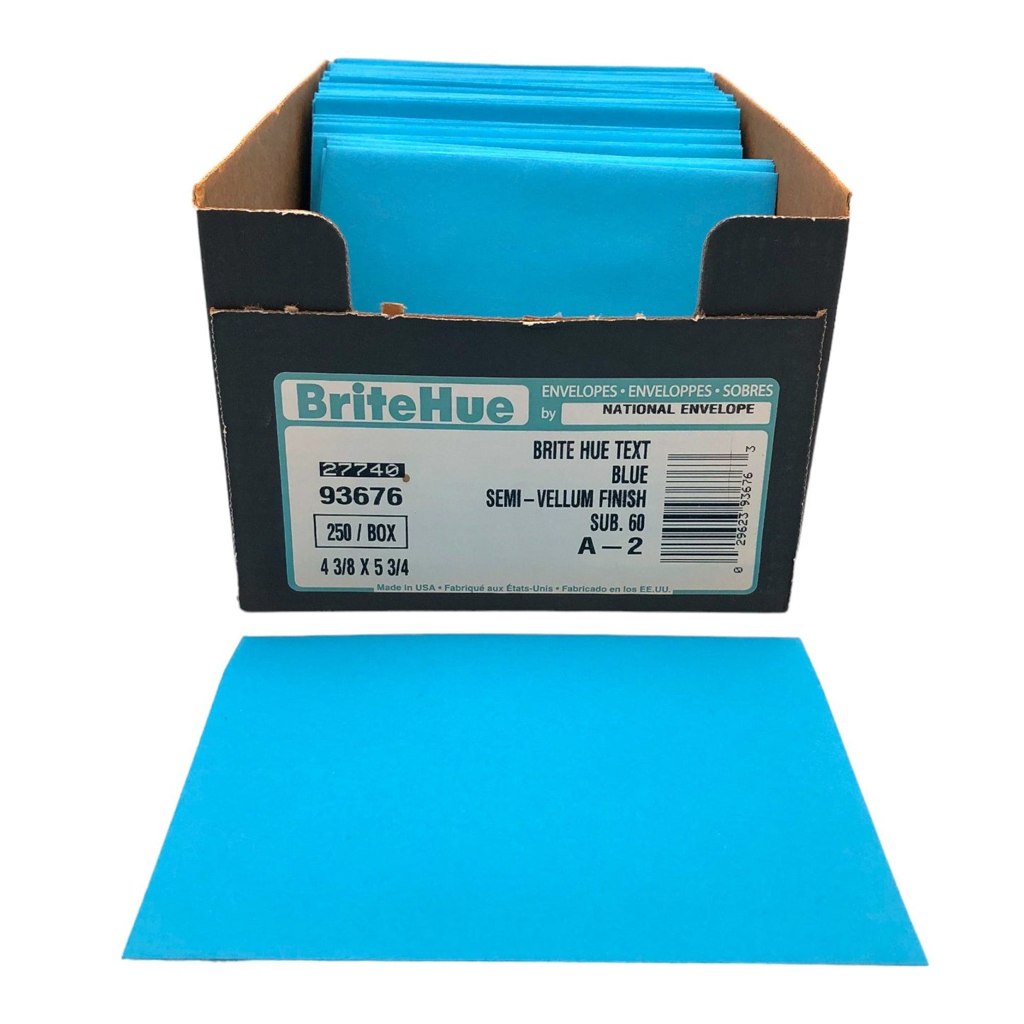 Brite Hue Envelopes 4 3/8 x 5 3/4 Blue Semi Vellum Finish 106 Qty in Box