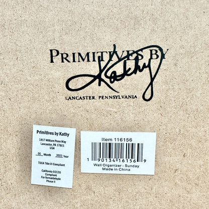 Wall Chalkboard Week Planner and Hooks Primitives By Kathy Distressed White Wood