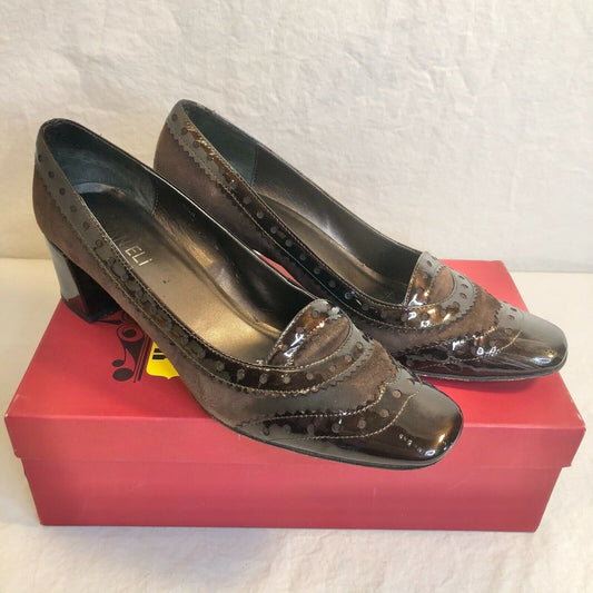 Vintage VANELi Realyna Tmoro Suede/PT Wingtip Women's Pumps 8 1/2 N