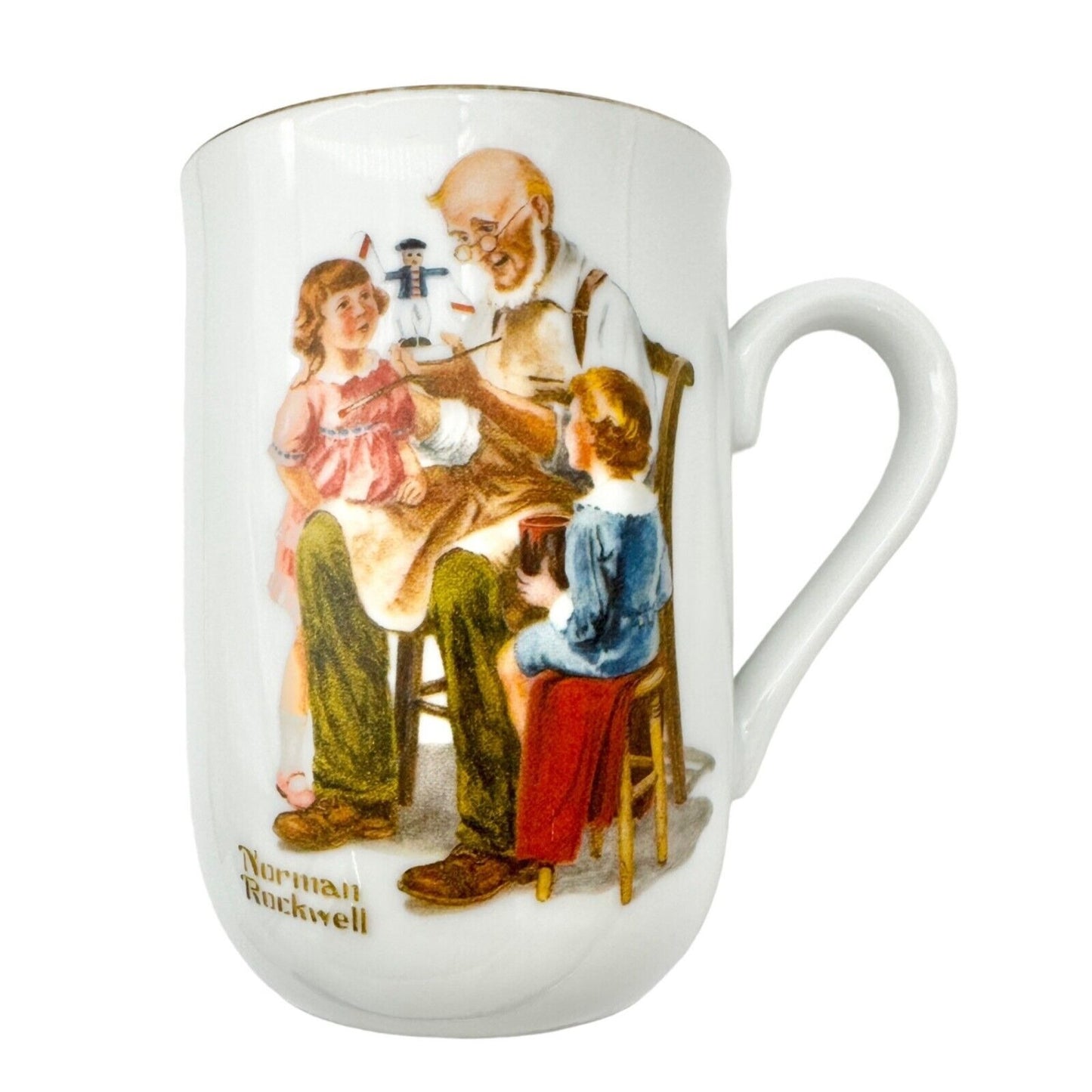 Norman Rockwell Museum Mugs Set 4 Toymaker LH Keepers Daughter Good Boy Cobbler