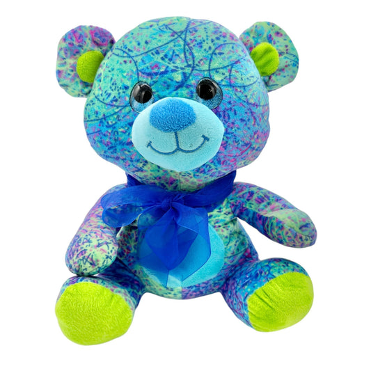 Fiesta Sitting Scribble Plush Bear Toy Blue Yellow Green Age 3+  11x10x7