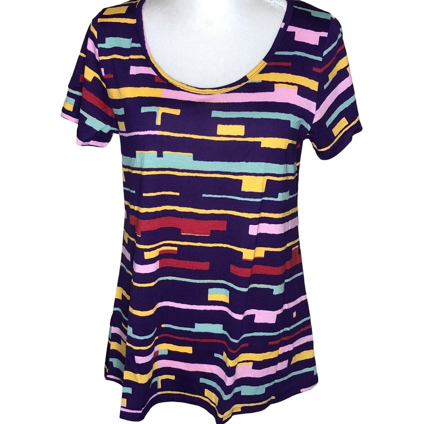 LuLaRoe Classic T Women's Top Small Purple and Multicolored Stripes NWT