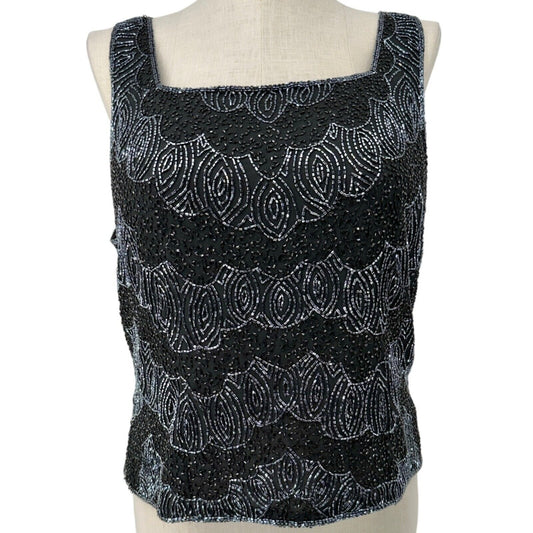 Dressbarn Collection Halter Top Womens XL Black Sequin Lined