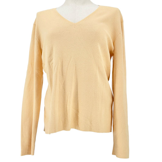 Chico's Sweater Womens US Size 12/L Butter Yellow Pullover Vneck LS (Chicos 2)